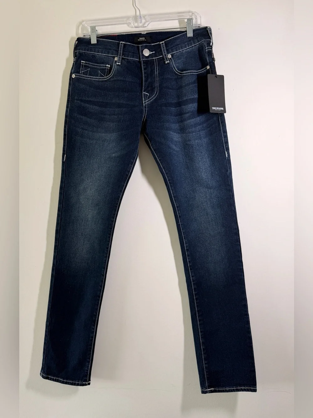 True Religion Rocco Relaxed Skinny Jeans Men 29 Dark Wash Blue Denim Premium Y2K